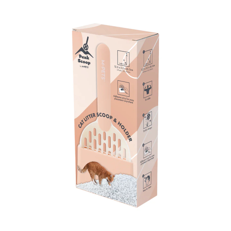 M-Pets Peak Kedi Kumu Küreği Seti 12,5x5,5x26,5 cm Beyaz/Pembe
