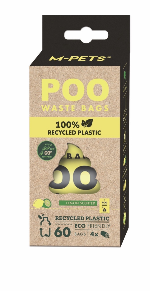 M-Pets Poo %100 Geri Dönüştürülmüş Limon Kokulu Dışkı Poşeti 4x15 Yaprak - 1