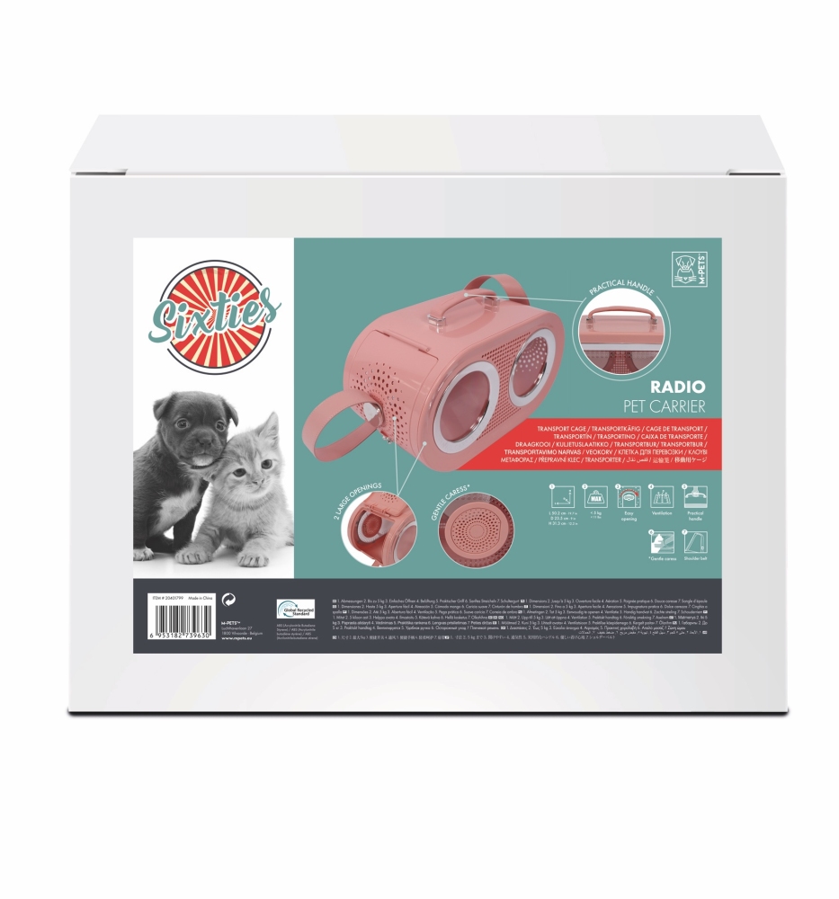 M-Pets Sixties Radio Taşıma Çantası 50x23x31 cm Pembe - 6