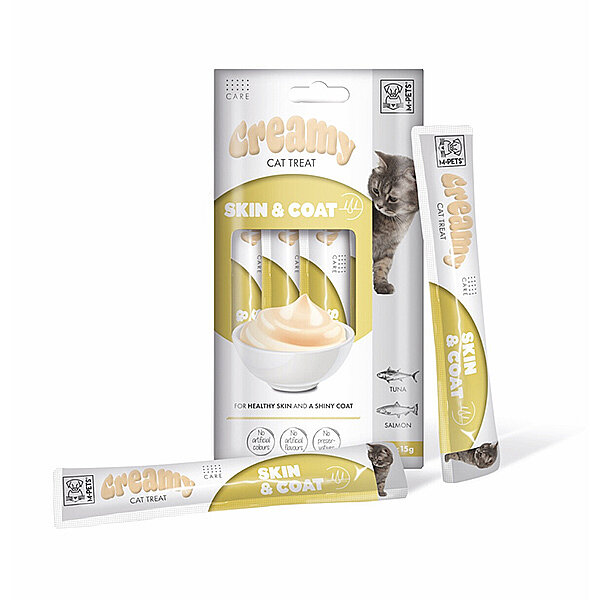 M-Pets Skin & Coat Cilt ve Tüy Yapısı Destekleyici Krema Kedi Ödül Maması 15 g (4'lü Paket)