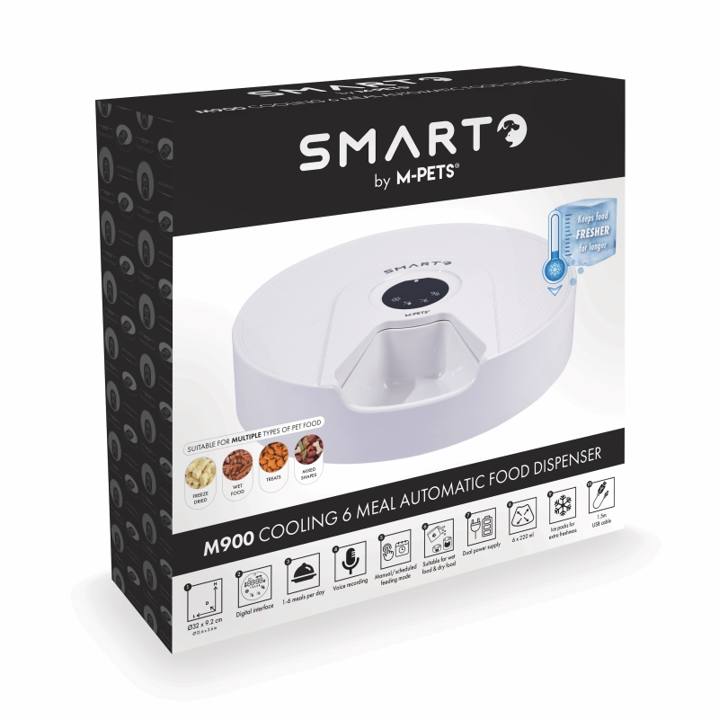M-Pets Smarto M900 Soğutuculu 6 Bölmeli Otomatik Mama Kabı