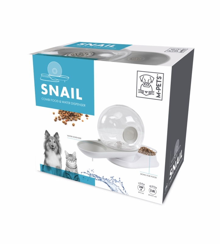M-Pets Snail Hazneli Su ve Mama Kabı 2800 ml- 240 gr Beyaz