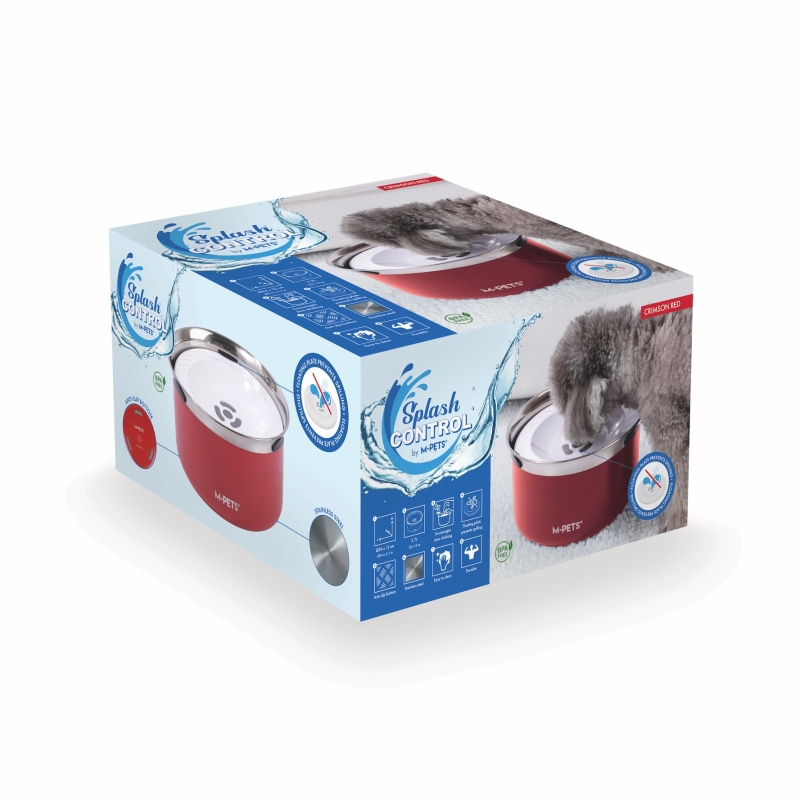 M-Pets Splash Control Metal Su Kabı 3,7L Kırmızı