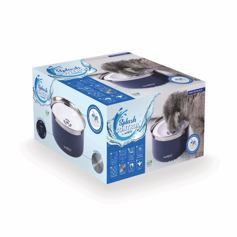 M-Pets Splash Control Metal Su Kabı 3,7L Mavi