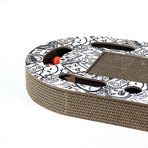 M-Pets Urban Style Freestyle Karton Kedi Tırmalama Oyuncağı 50 x 30 x 6 cm (Siyah ve Beyaz) - 3