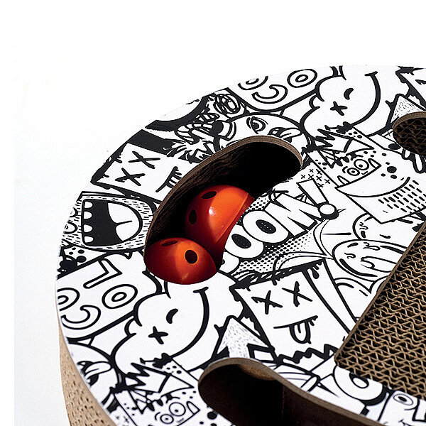 M-Pets Urban Style Freestyle Karton Kedi Tırmalama Oyuncağı 50 x 30 x 6 cm (Siyah ve Beyaz) - 2