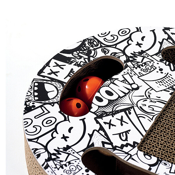 M-Pets Urban Style Freestyle Karton Kedi Tırmalama Oyuncağı 50 x 30 x 6 cm (Siyah ve Beyaz) - 2