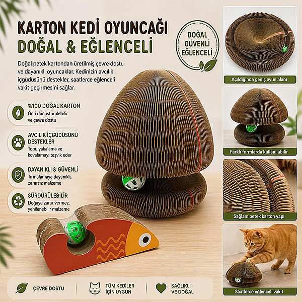 Majo Balık Şeklinde Karton Kedi Tırmalama Oyuncağı - 5