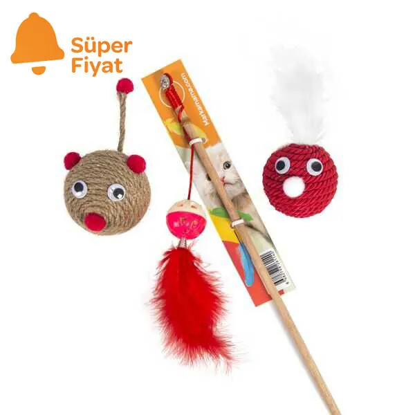 Markamama Kedi Oyuncağı Seti- Kırmızı - 1