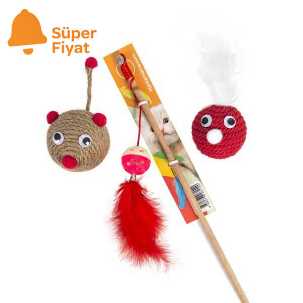 Markamama Kedi Oyuncağı Seti- Kırmızı - 1