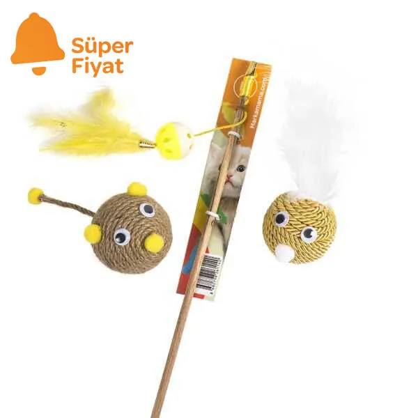 Markamama Kedi Oyuncağı Seti-Sarı - 1