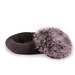 Markamama Peluş Tüylü Kedi Yatağı Siyah/Gri - 3