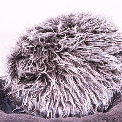 Tigres Peluş Tüylü Kedi Yatağı Siyah/Gri - 5