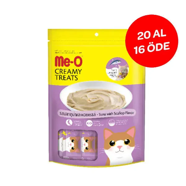 Meo Creamy Deniz Tarağı ve Ton Balığı Kedi Ödülü 16 x15 GR  + 4 ADET HEDİYELİ  - 1