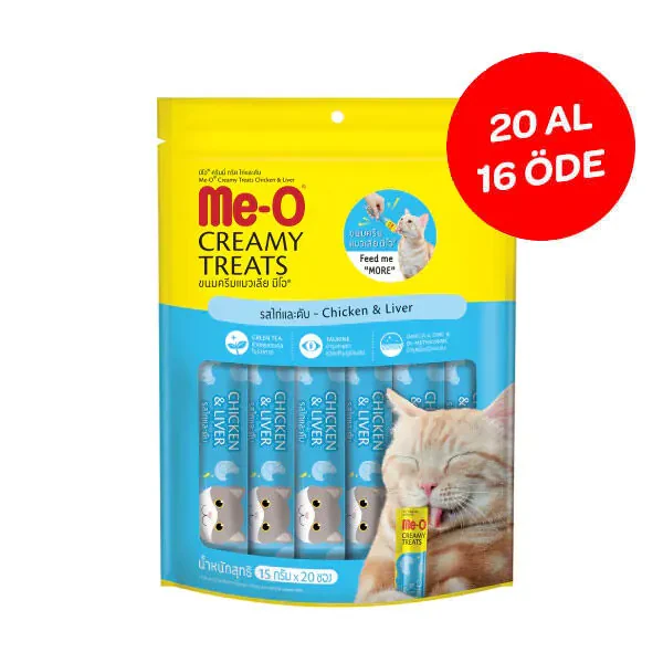 Me-O Tahılsız Tavuk Ve Ciğerli Kremalı Kedi Ödülü 16 X 15 GR + 4 HEDİYELİ - 1
