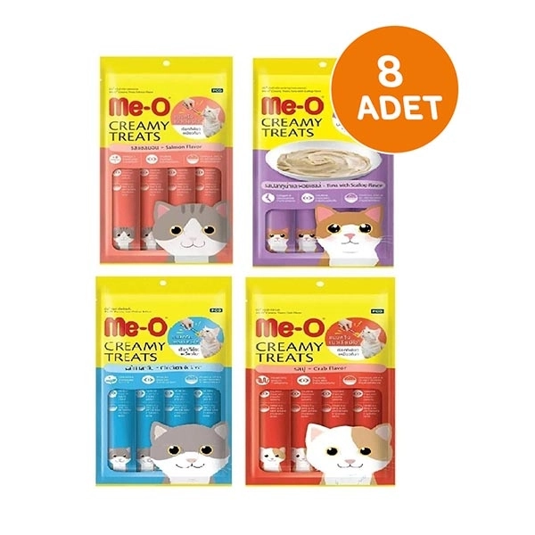Me-O Creamy Treats 4 Çeşit Karma Sıvı Kedi Ödülü x 8 Adet - 1