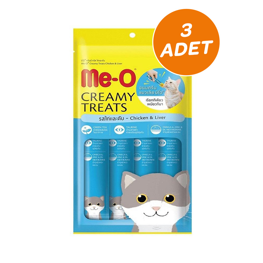 Me-O Creamy Treats Tavuk ve Ciğerli Kedi Ödül Maması 15 Gr x 4 (3 Adet) - 1