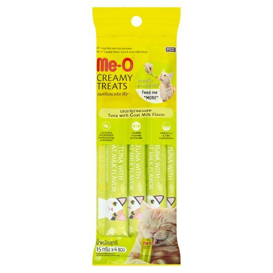 Me-O Creamy Treats Ton Balığı ve Keçi Sütlü Ek Besin ve Kedi Ödülü 4x15gr - 1
