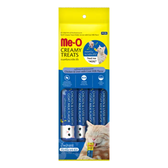 Me-O CreamyTreats Tavuk Ciğer Keçi Sütlü Jel Mama 15gr x 4 adet - 1