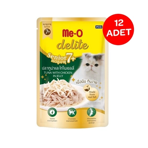 Me-O Delite Senior 7+ Ton Balığı İle Tavuk Yaşmama 70gr X 12 Adet - 1