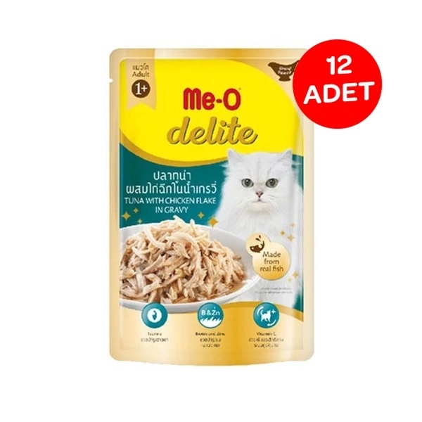 Me-O Delite Ton Balıklı Tavuklu Soslu Kedi Yaşmama 70gr X 12 Adet - 1