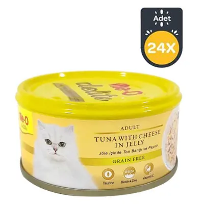 Me-O Jöle İçinde Ton Balıklı ve Peynirli Tahılsız Kedi Konservesi 80 GR x 24 Adet - 1