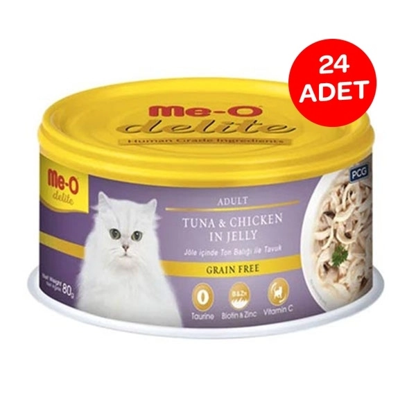 Me-O Jöle İçinde Ton Balıklı ve Tavuklu Tahılsız Kedi Konservesi 80 GR x 24 Adet - 2