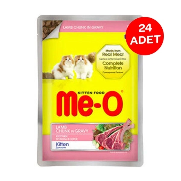 Me-O Kuzu Etli Yavru Kedi Yaş Maması  80 Gr X 24 Adet - 1