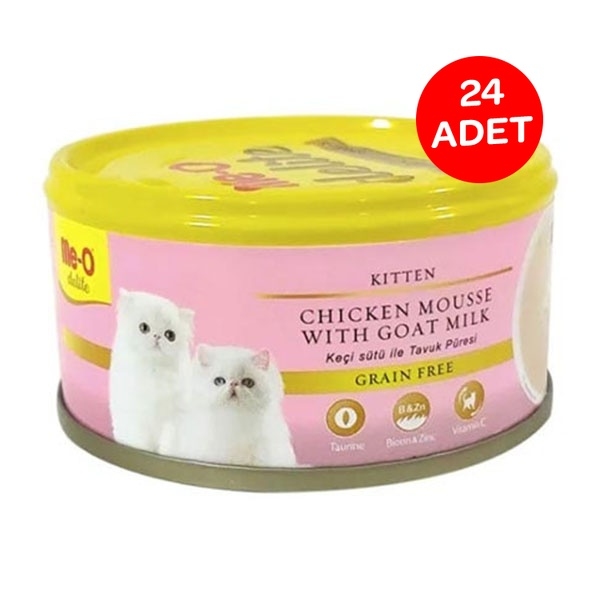 Me-O Tahılsız Kıyılmış Tavuklu ve Keçi Sütlü Yavru Kedi Yaş Maması 80 GR x 24 Adet - 4