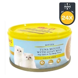 Me-O Tahılsız Tuna Balıklı ve Keçi Sütlü Ezme Yavru Kedi Konservesi 80 GR x 24 Adet
