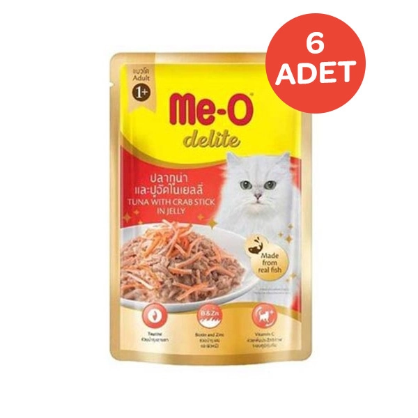 Me-O Tahılsız Yengeç Etli Tuna Balıklı Yaş Kedi Maması 70 Gr x 6 Adet - 1