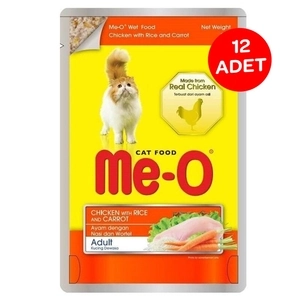ME-O Tavuk Pirinç ve Havuçlu Pouch Kedi Konservesi 80gr X 12 Adet