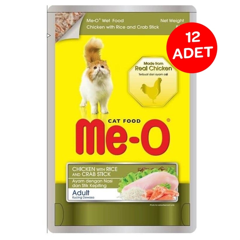 ME-O Tavuk Pirinç ve Yengeç Çubuklu Pouch Kedi Yaş Maması 80gr X 12 Adet - 1