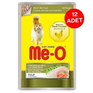 ME-O Tavuk Pirinç ve Yengeç Çubuklu Pouch Kedi Konservesi 80gr X 12 Adet