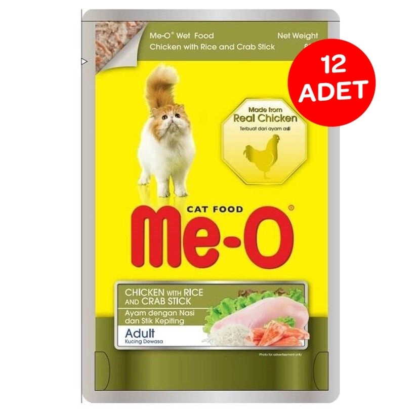 ME-O Tavuk Pirinç ve Yengeç Çubuklu Pouch Kedi Konservesi 80gr X 12 Adet - 1