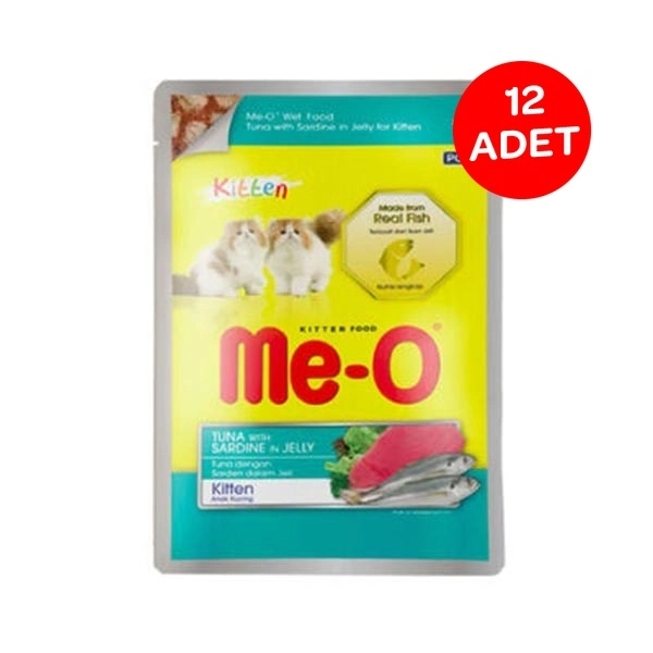 Me-O Ton Balık&Sardalyalı Yavru Kedi Yaş Maması 80 Gr X 12 Adet - 1