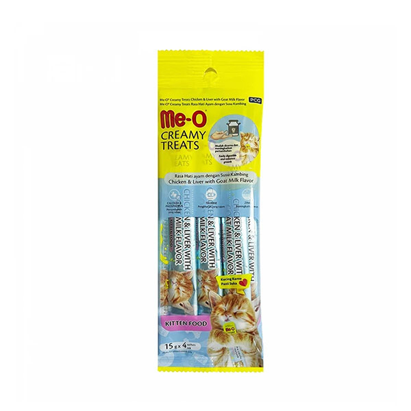 Meo Creamy Tavuk & Ciğer ve Keçi Sütlü Yavru Kedi Ödülü 15 gr x 4 adet - 1