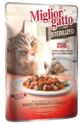 Miglior Biftek ve Sebzeli Kısırlaştırılmış Yaş Kedi Maması 85 GR