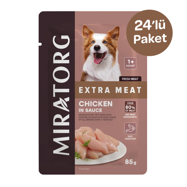 Miratorg Extra Meat Tavuklu Gravy Yetişkin Köpek Yaş Maması 85 g (24 Adet) - 1