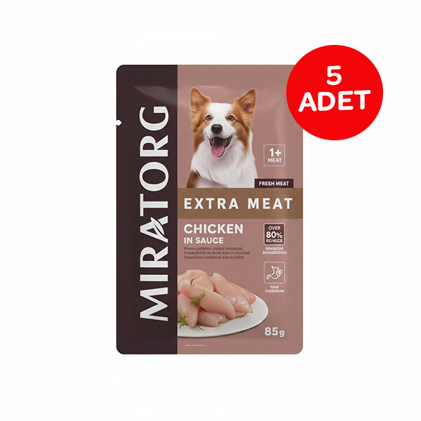 Miratorg Extra Meat Tavuklu Gravy Yetişkin Köpek Yaş Maması 85 g (5'li) - 1
