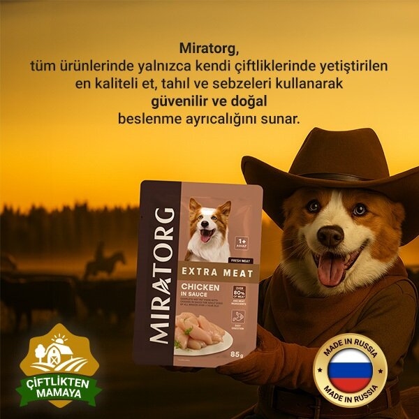 Miratorg Extra Meat Tavuklu Gravy Yetişkin Köpek Yaş Maması 85 g - 3