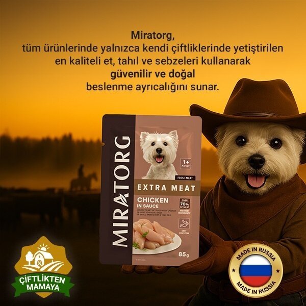 Miratorg Adult Mini Gravy Tavuk Etli Küçük Irk Köpek Yaş Maması 85 Gr - 3