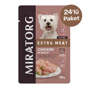 Miratorg Extra Meat Tavuklu Gravy Hassas Sindirime Özel Küçük Irk Yetişkin Köpek Yaş Maması 85 g (24 Adet) - 1