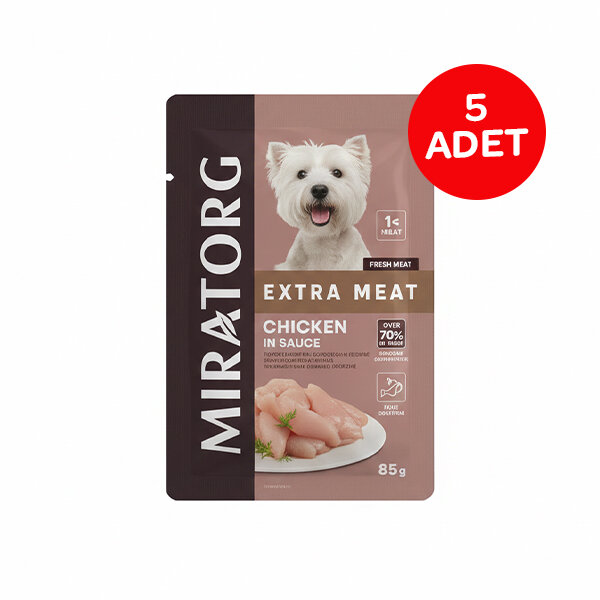 Miratorg Extra Meat Tavuklu Gravy Hassas Sindirime Özel Küçük Irk Yetişkin Köpek Yaş Maması 85 g (5'li) - 1