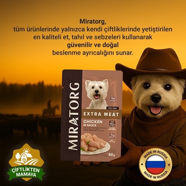 Miratorg Extra Meat Tavuklu Gravy Hassas Sindirime Özel Küçük Irk Yetişkin Köpek Yaş Maması 85 g - 3