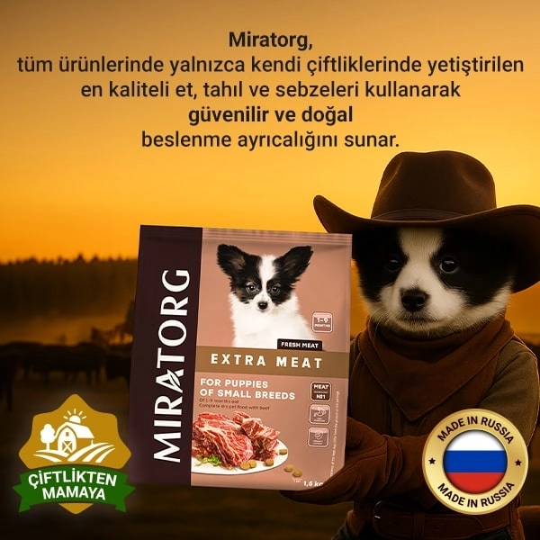 Miratorg Extra Meat Puppy Mini Sığır Etli Küçük Irk Yavru Köpek Maması 1.5 kg - 5