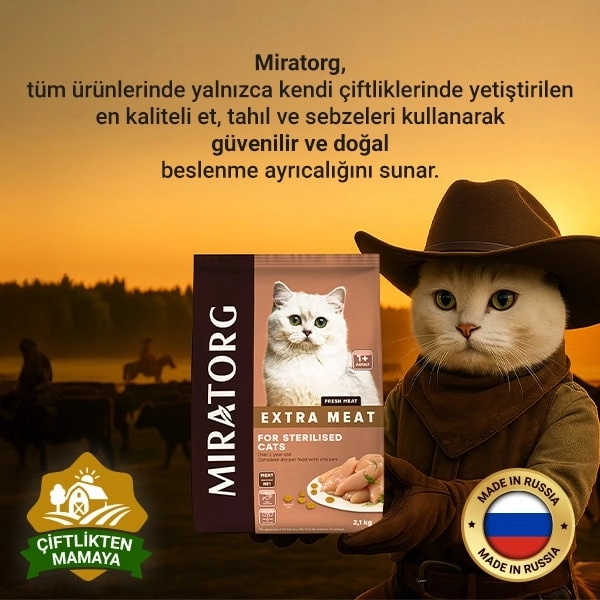 Miratorg Extra Meat Sterilised Tavuk Etli Kısırlaştırılmış Kedi Maması 2,1 Kg - 5