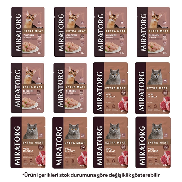 Miratorg Karışık Kedi Yaş Maması 80 gr X 12 Adet - 1