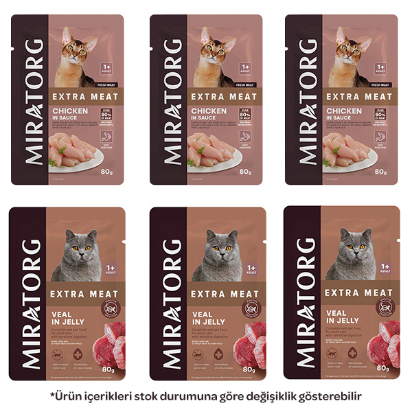Miratorg Karışık Kedi Yaş Maması 80 gr X 6 Adet - 1