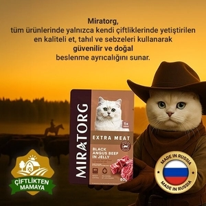 Miratorg Sterilised Jelly Kısırlaştırılmış Angus Sığır Etli Kedi Yaş Maması 80 Gr - 3